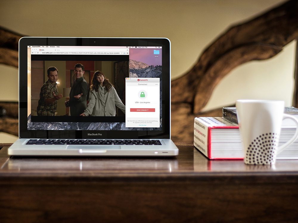 photo of expressvpn and netflix on a macbook