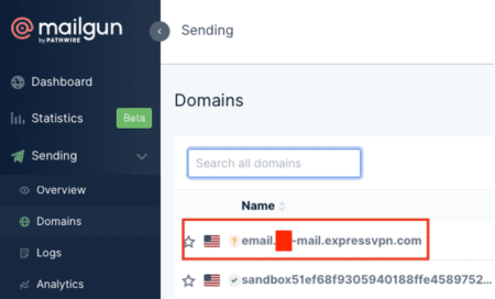 Unverified subdomains on Mailgun.