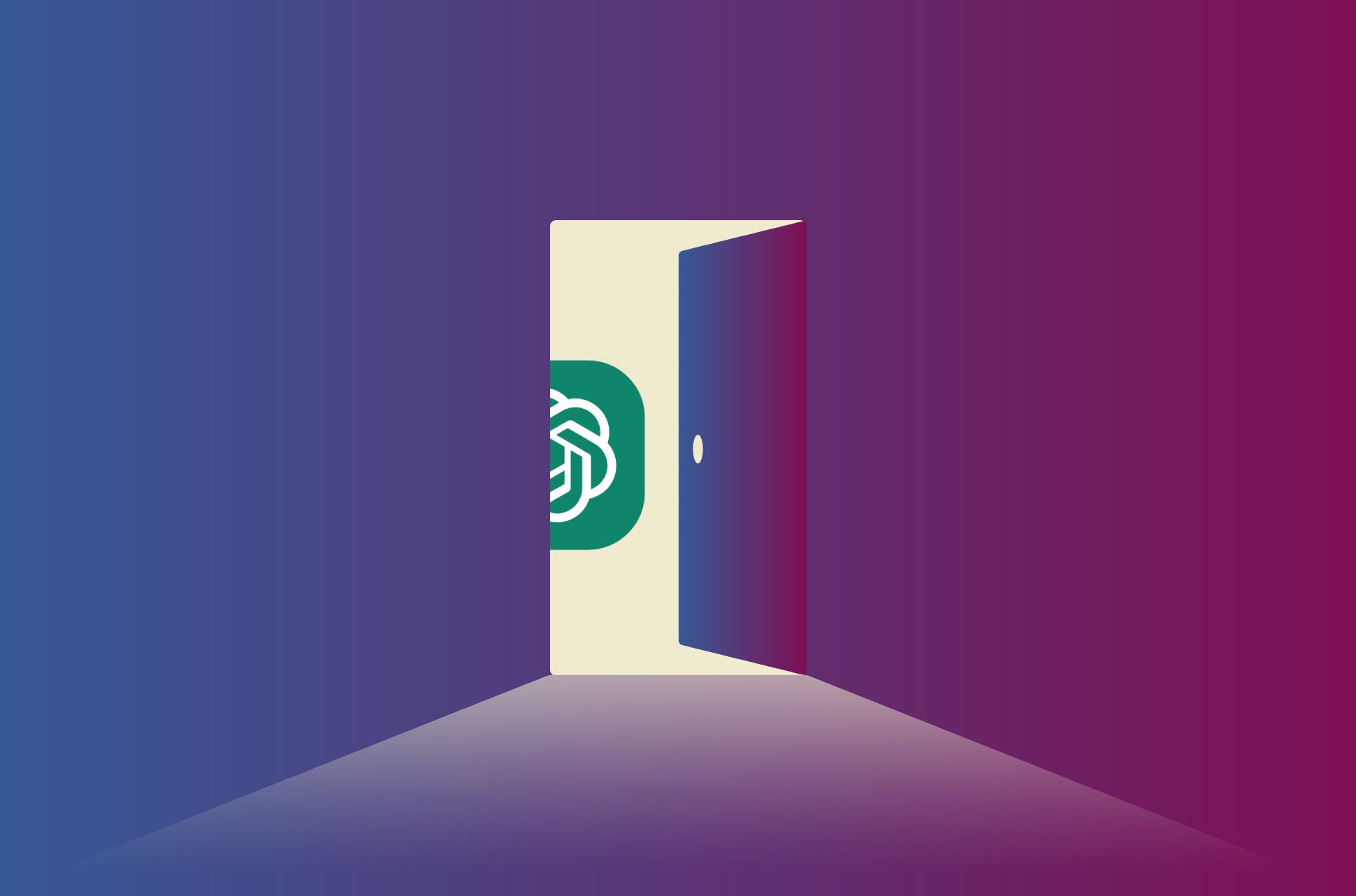 A door opening, with ChatGPT logo behind the door.