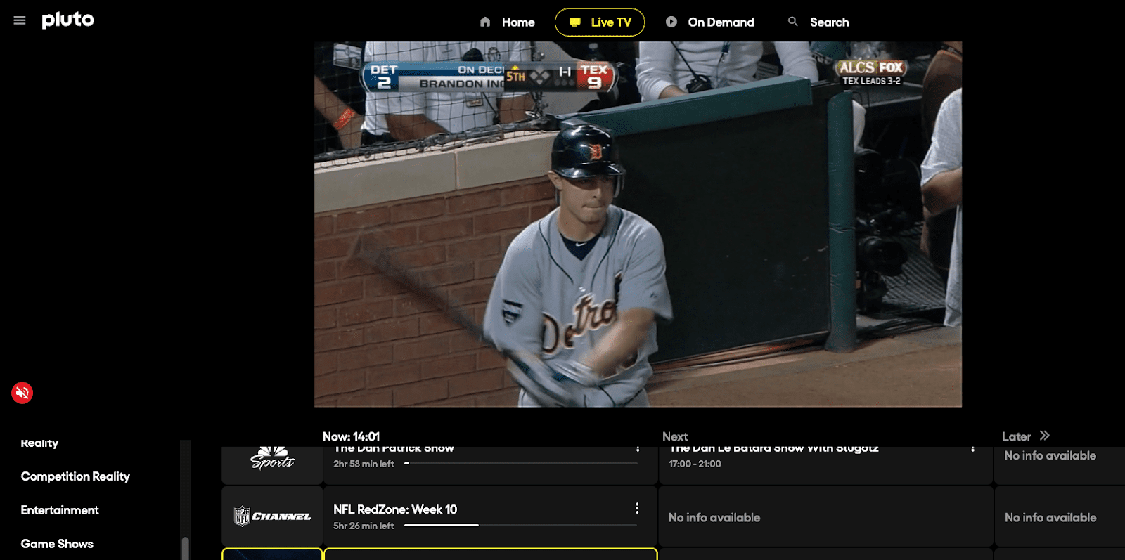 Screenshot of Pluto TV