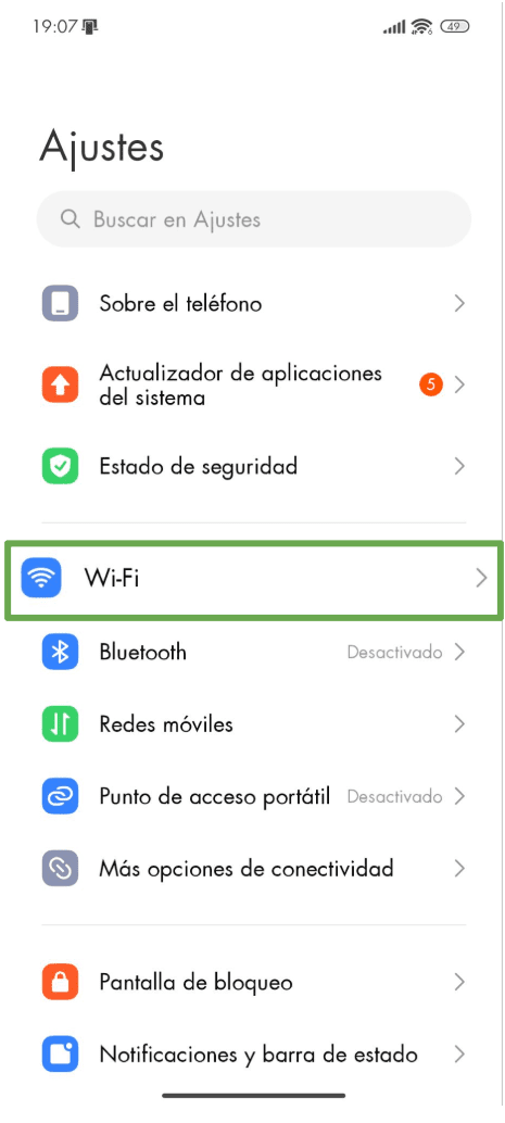 The Android Settings Menu Showing The Wi Fi Button Es