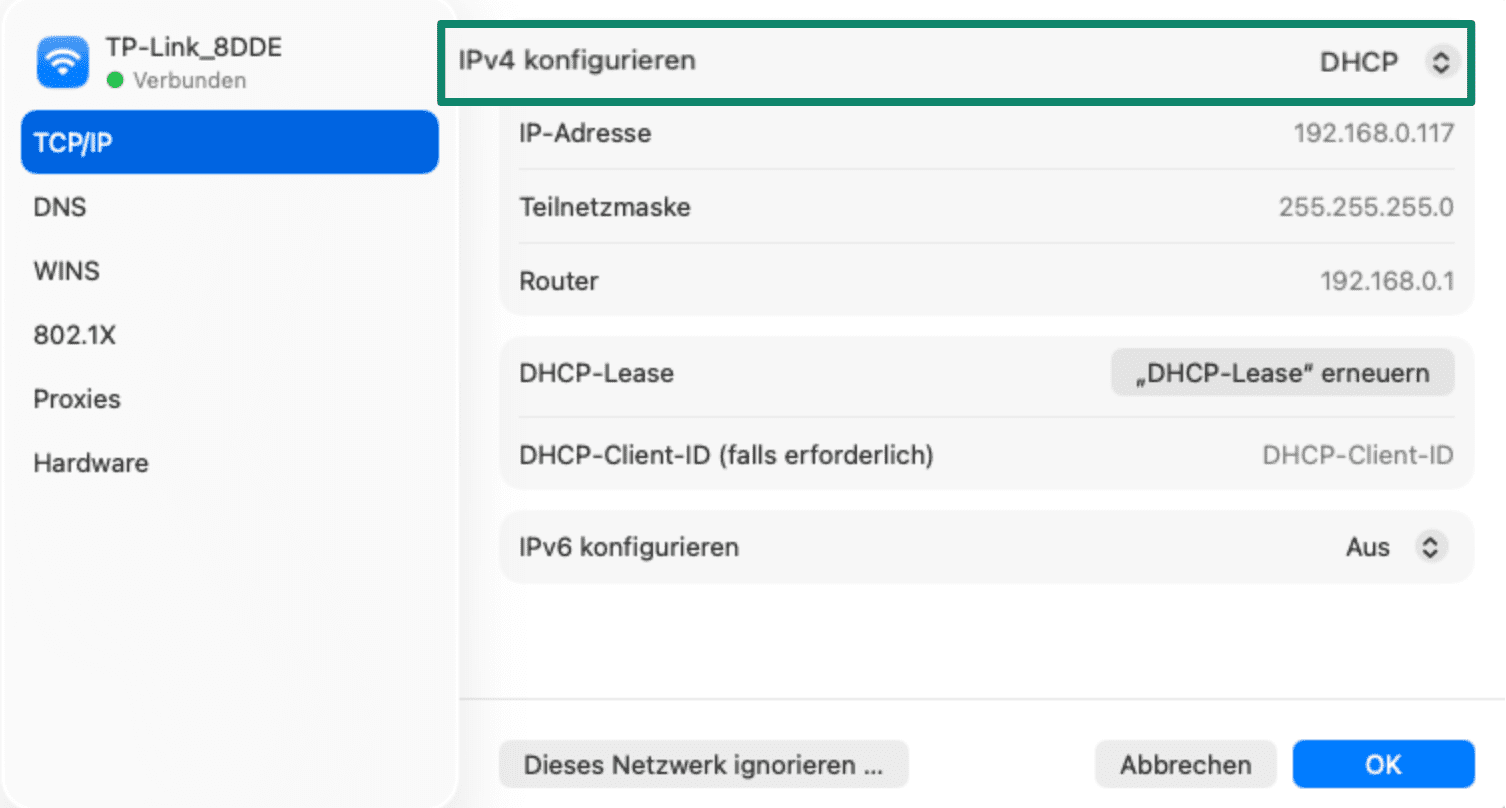 8. Mac Ip Settings De