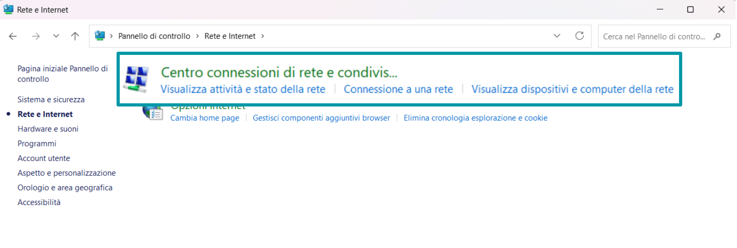 Click Network And Sharing Centre It