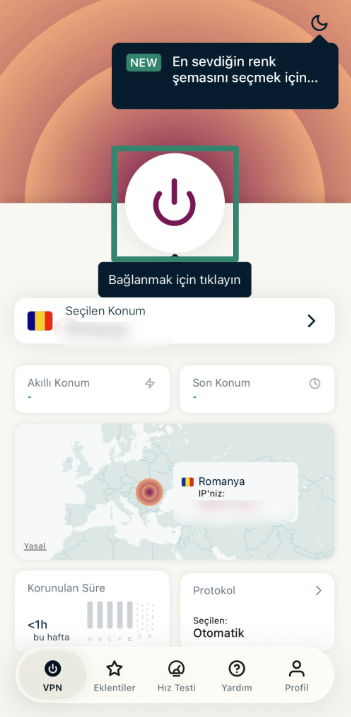 Connecting to ExpressVPN on iOS.