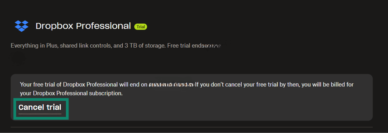 Cancelling your Dropbox subscription.