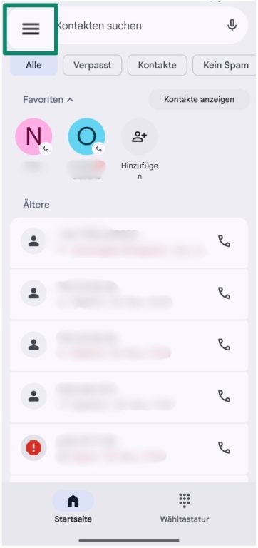 Android phone app with the three-dot “more options” menu highlighted.