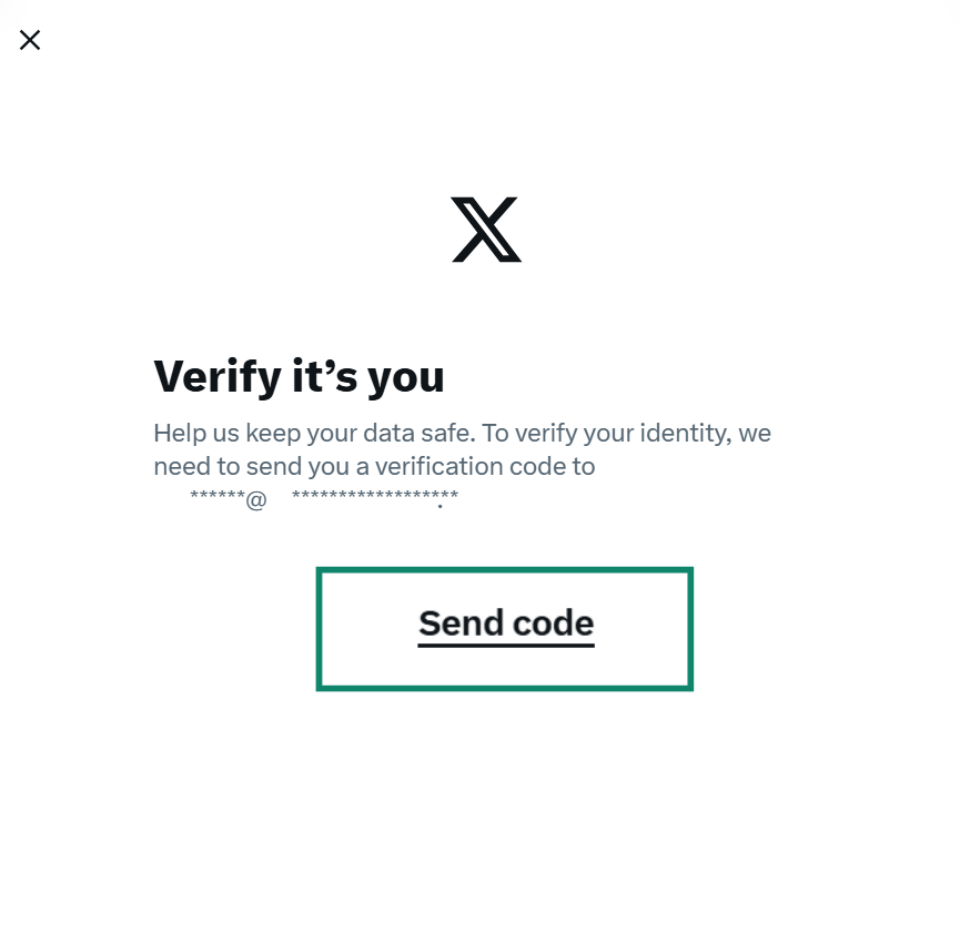 The X identity verification screen titled 