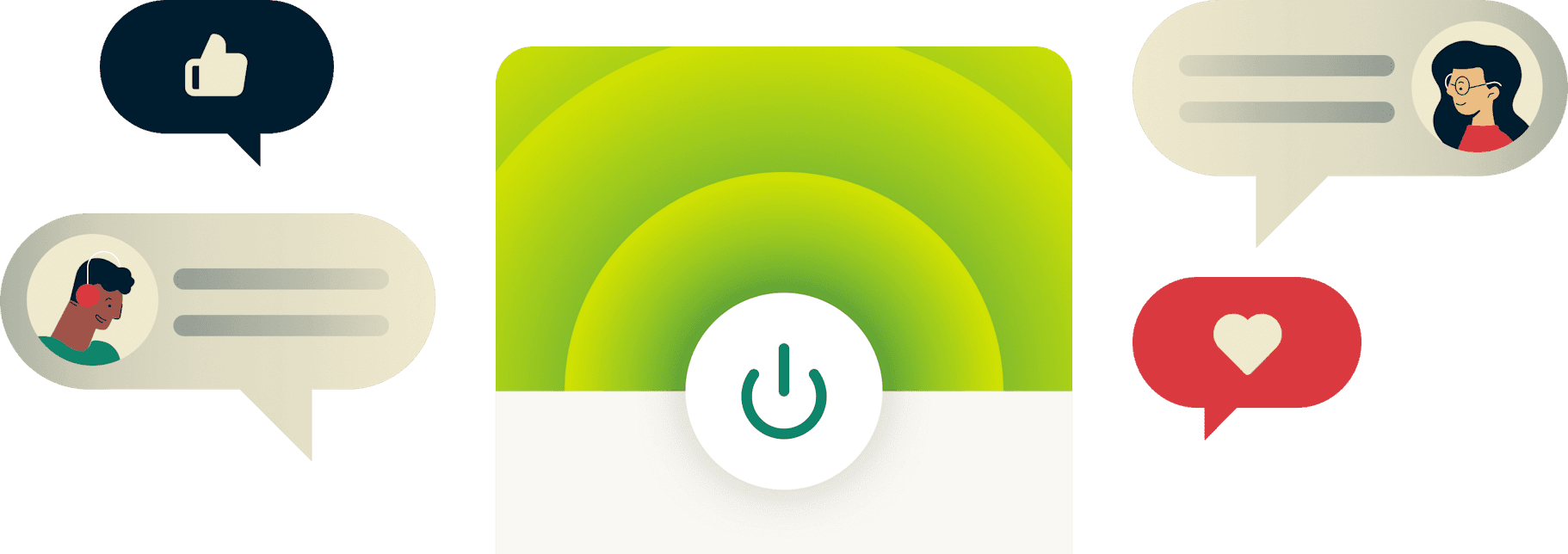 ExpressVPN ist eingeschaltet und von Nutzerbewertungen umgeben.