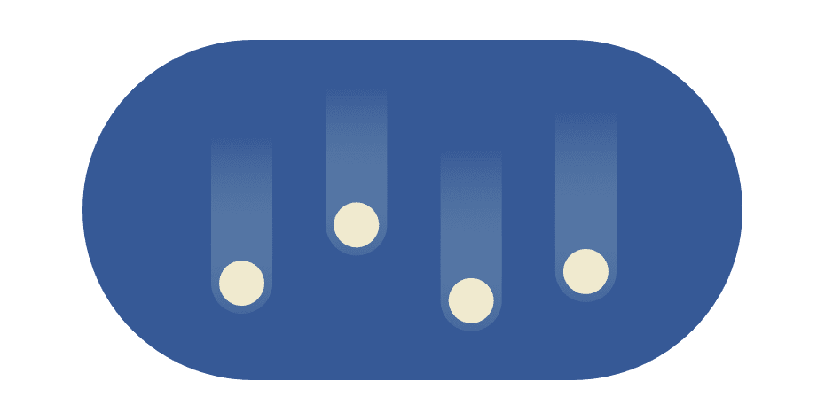 Čtyři padající tečky. 