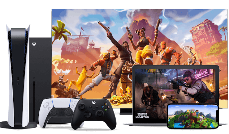 Různé herní konzole a zařízení.