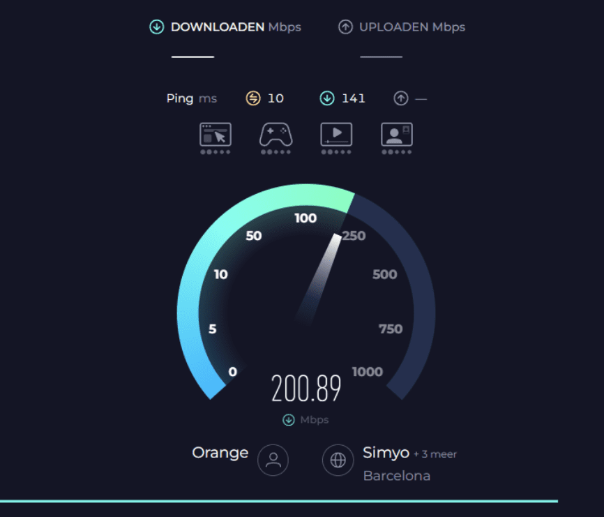 Speedtest.net measuring internet speed.