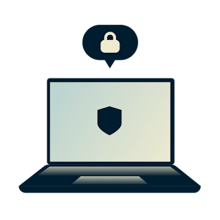 كمبيوتر محمول متصل بالإنترنت عبر خادم البروكسي.