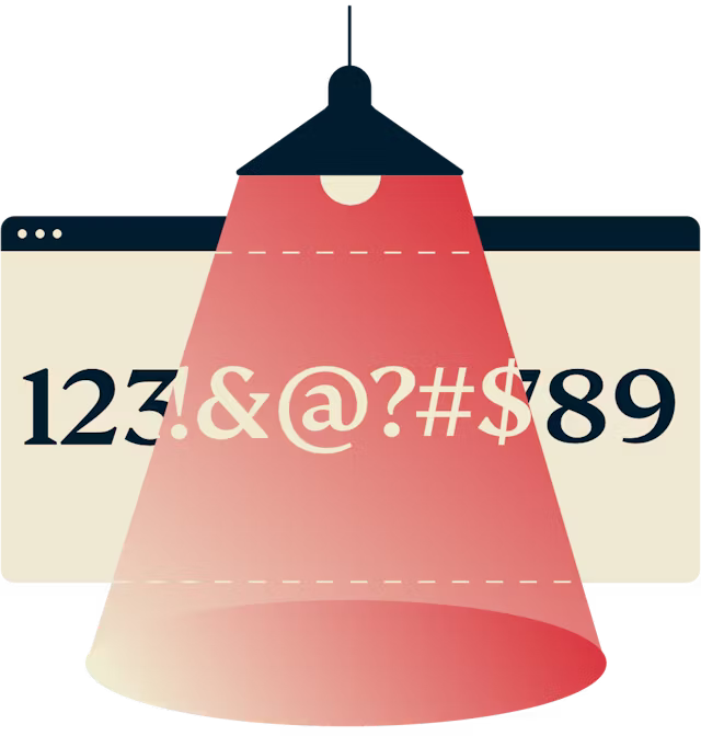 Lampe, der viser en krypteret tallinje.