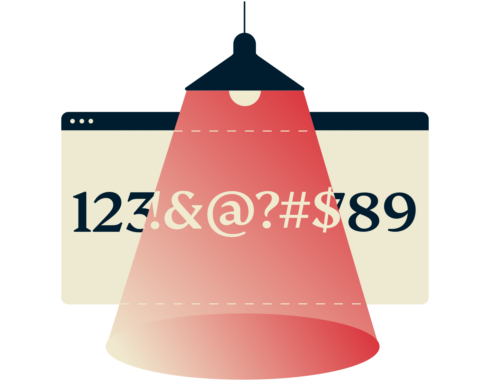 Lámpara que muestra el texto encriptado.