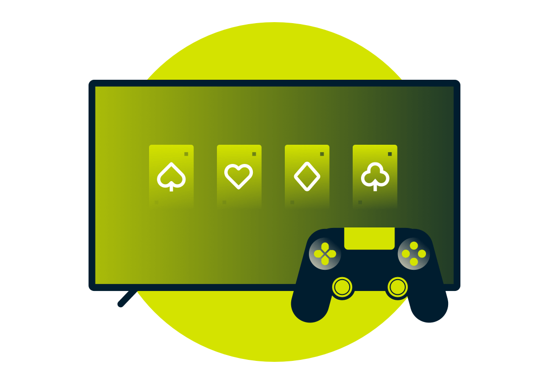 Символы игральных карт на мониторе.