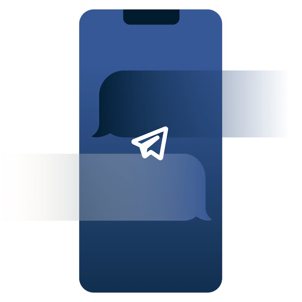 En besked-app med en tast på en telefonskærm.