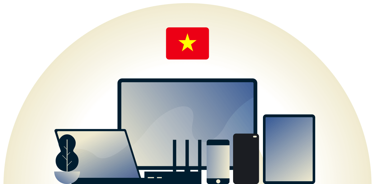 VPN per il Vietnam che protegge una varietà di dispositivi.