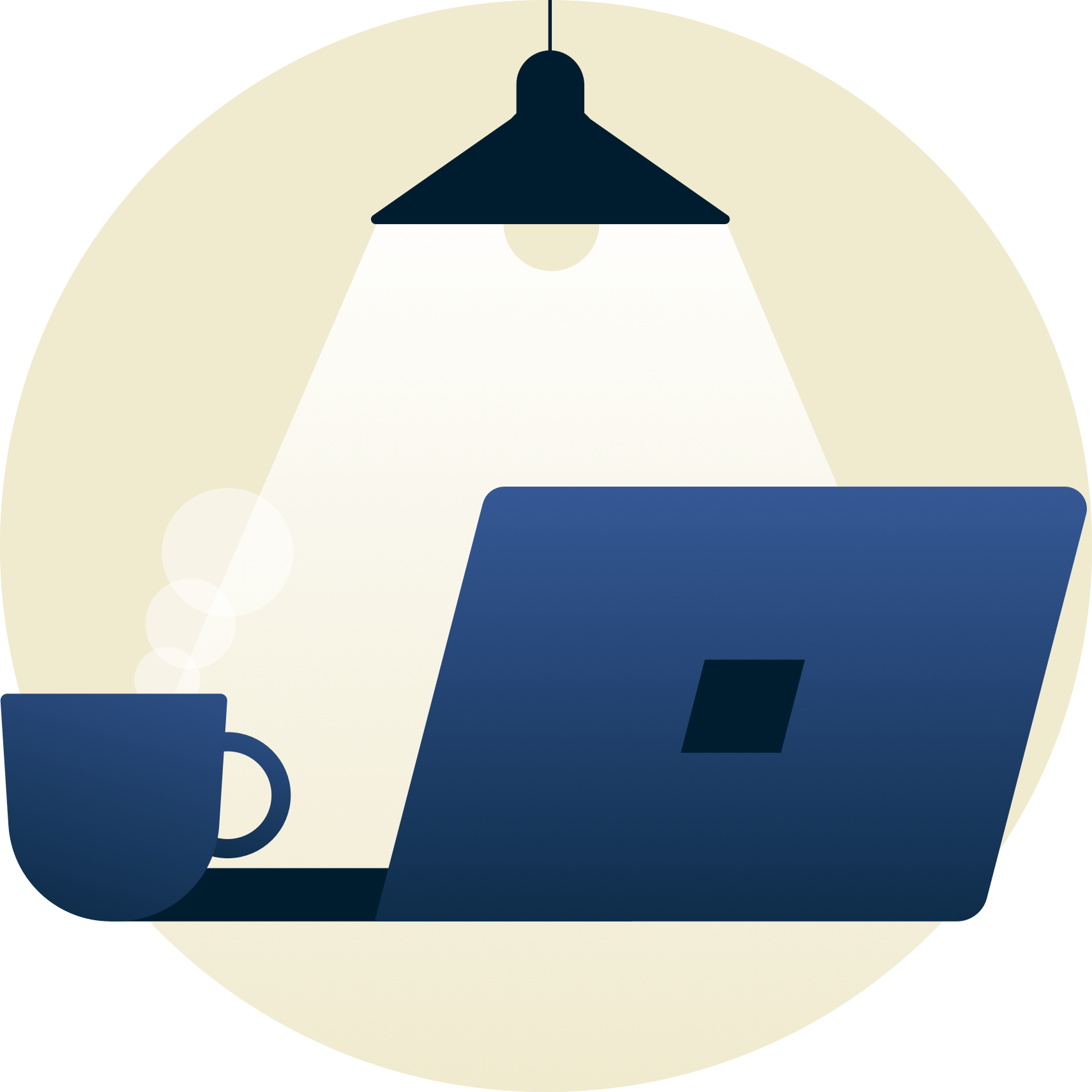 Lampada che brilla su un computer portatile rivolto verso l'esterno.