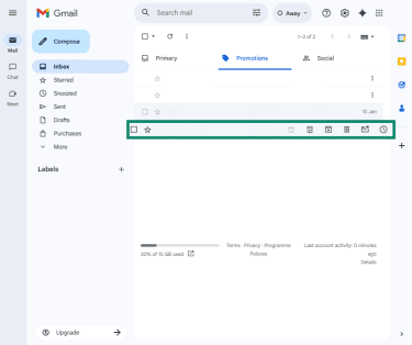 The Gmail inbox on the web app, highlighting an email message in list.