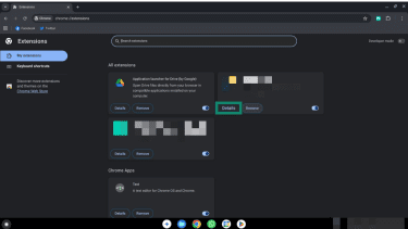 Details button highlighted in Chrome's settings menu