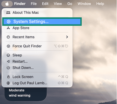 System Settings on macOS