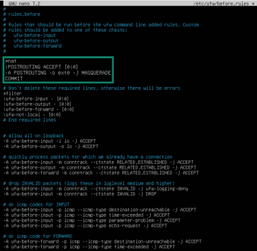 Configuring NAT for ufw.
