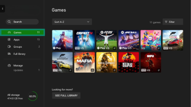 Xbox Games menu.