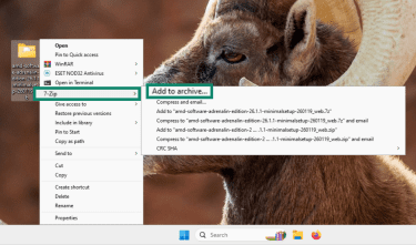 Creating an archive with 7-Zip.
