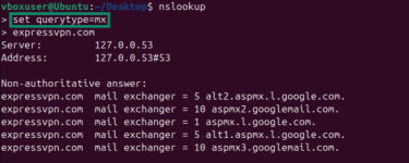 up the responsible mail servers of a domain. The query type parameter isn’t case sensitive, and you can us