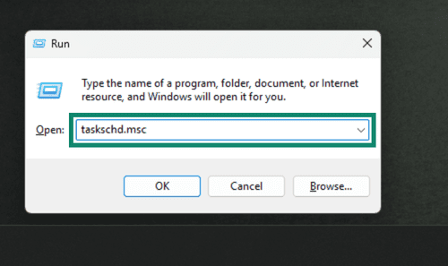 Open Task Scheduler using taskschd.msc through Run.