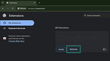 Remove suspicious extension installed in Google Chrome.