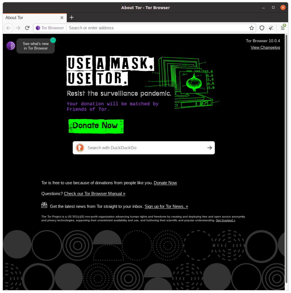 Screenshot des Tor Browsers November 2020