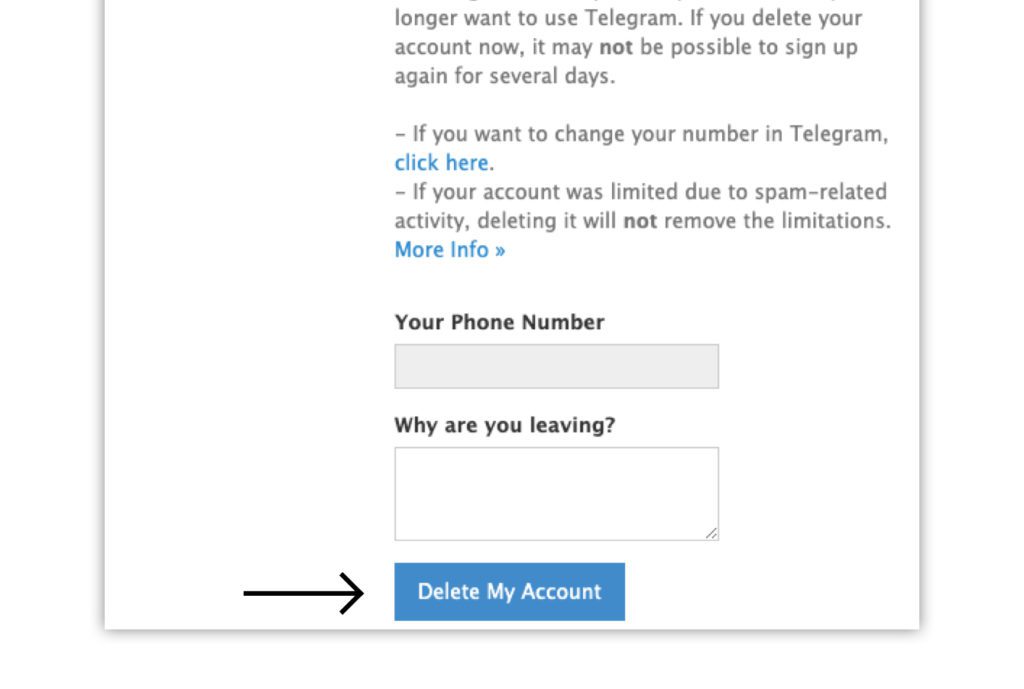 Supprimez votre compte Telegram.