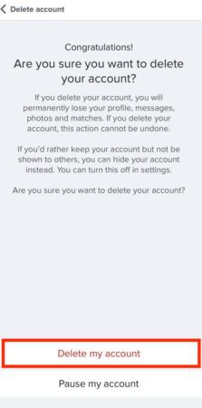 Delete Tinder 5 