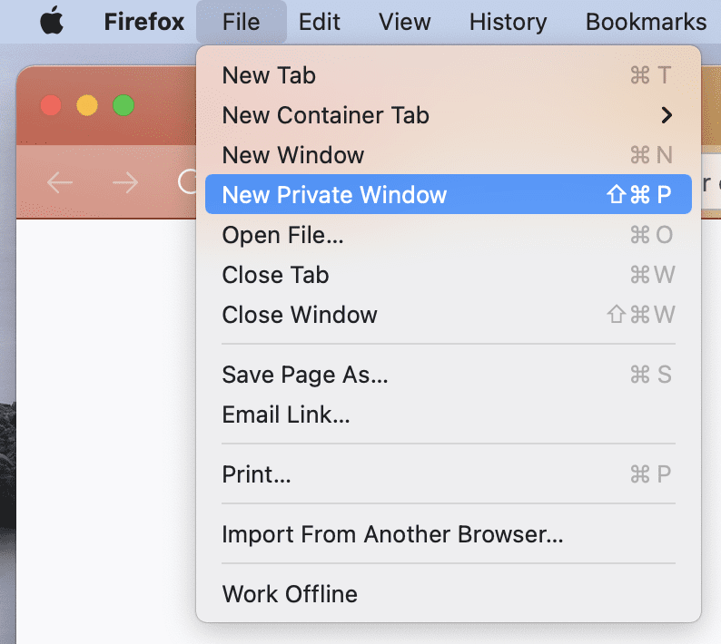 Nouvelle fenêtre privée dans Firefox