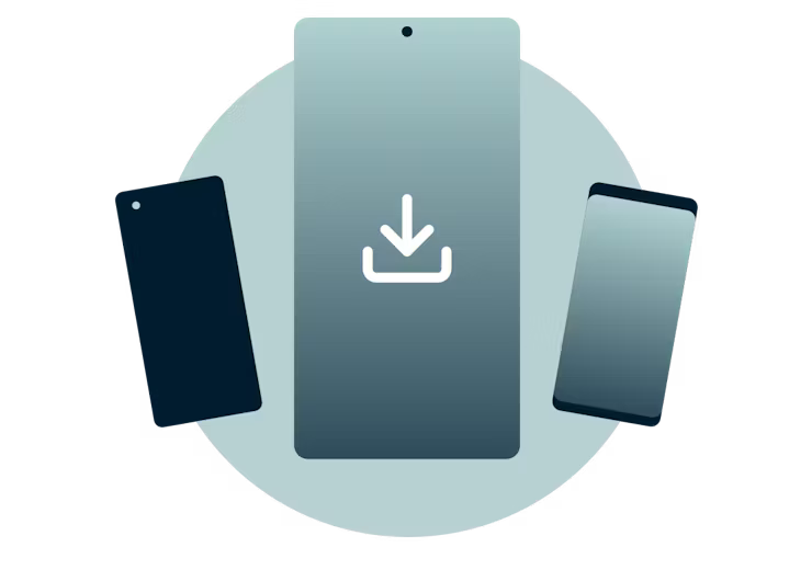 Download ExpressVPN-appen til Android. Android-enheder med et downloadtegn.