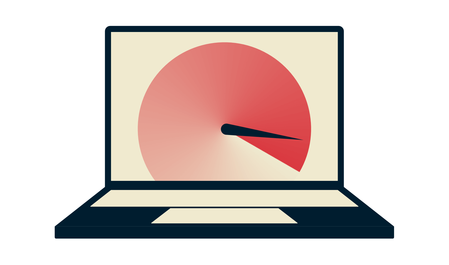 En bærbar computer med et speedometer